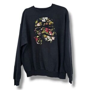 Star Wars Stormtrooper Floral Print Black Crew Neck‎ Sweatshirt Size Large